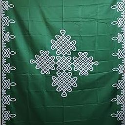 Talambralu Rangoli Floor Mat Kolam Design for All Festivals/House Hold Functions/Pooja Functions/Ceremonies Muggu Design Green Color 5 Feet Width * 8 Feet Length/Height (Green) (Green)-31