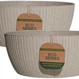 Harshdeep Bonsai Plant Pots for Balcony - Geneva - Indoor Outdoor Home Office Garden Decor Earth Friendly Planter Round 13 Inch Set of 2 (Cream)-5