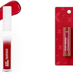 Just Herbs Relaxed Matte Liquid Lipstick Lip colour for Women & Just Herbs Tinted Lip Balm for Men and Women with SPF 20+ for Dark Lips to Lighten 4 g (Cherry) Combo-8
