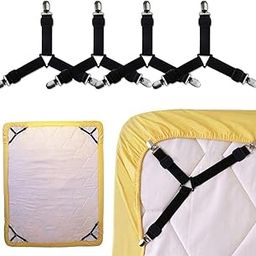 HASTHIP Adjustable Bed Sheet Holder Straps and 3 Way Mattress Cover Holder Fasteners, Bed Sheet Keeper with Heavy Duty Grippers Clips, Triangle (4pc/Set, Free Size, Black)-14
