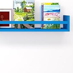 WooDinto Wooden Wall Shelves for Living Room, Bedroom | Wall Mounted Shelf | Wall Hanging Storage Unit | Wall Organiser Shelf (Floating Set of 1-24 Inch) (Blue)-23