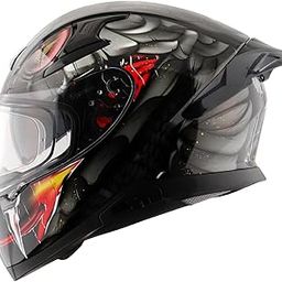 Axor Apex Venomous ISI ECE DOT Certified Full Face Dual Visor Helmet for Men and Women with Pinlock Fitted Outer Clear Visor and Inner Smoke Sun Visor Black Grey(M)-15