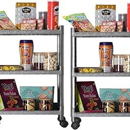 Homestic Pack of 2 Storage Rack with Wheels | 3-Layer Storage Organizer Rack | Multipurpose Storage Rack for Home & office | Kitchen Cabinet Spice Rack | Vegetable Storage Trolley | Grey-image-116