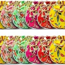 Women Potli Bags | Zari Embroidered Silk Potli With Drawstring | Traditional Shagun Return Gifts Potli for Mehandi, Haldi, Baby Shower, Wedding, Sangeet-42