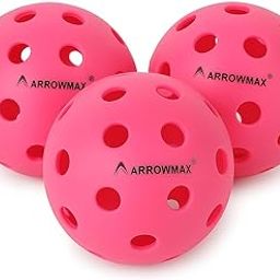 ArrowMax Pickleball Ball – 40 Hole Outdoor Pickle Ball for Practice & Tournament Play, High Visibility Neone Light Weight Balls – Multicolored (Pink-3pc)-image-64