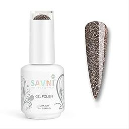 Savni Glitter Nail Paint- Confetti 12ml | Glittery Finish, UV Gel Polish, Long Lasting, Chip resisting Formula with High Glitter & Full Coverage (Metallic Grey, 12)-16