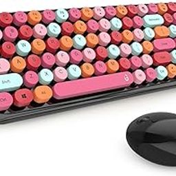 iGear KeyBee Retro Typewriter Inspired 2.4GHz Wireless Keyboard with Mouse Combo for Desktop/Laptop and Devices with USB Support, Single Nano Receiver, Round Keycaps, Cleaning Brush (Black Pink)-image-10