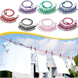 AADYA ALLEY Mala Eka Cloth Drying Rope with Hooks - Elastic Hanging Rope for Travel, Home, and Outdoor Drying - Includes 12 Clips-Kapde Sukhane ki Rassi Wire - Pack of 1- Multicolour (1)-image-60