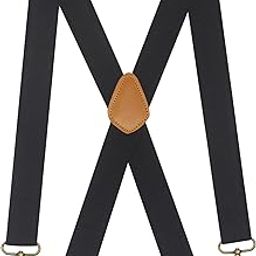 Men’s Heavy Duty Belt Loops X Back 1.4 Inch Suspenders with 4 Snap Hooks-image-41