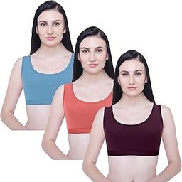 Women's Lycra Cotton Non Padded Wire Free Full Coverage Sports Bra Suitable Size (28 to 34) Multicolour Pack of 3-25