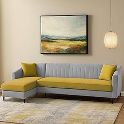 Casaliving Neyami LHS 6 Seater L Shape Sofa Set for Living Room (Yellow Grey) Premium Fabric Sofa Set-11