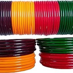 Red Green Yellow Glass Bangle kaanch kadas for Women (100 bangles)(113)-48