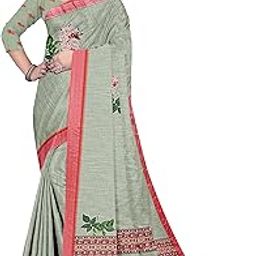 Soft Cotton Linen Blue and Pink Saree with Floral Digital Print & Contrast Patta – Lightweight Everyday Elegance-image-11