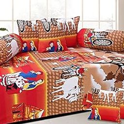 FRESH FROM LOOM Cotton Single Bed Diwan Set (Multicolor, 88x58 inch) - 8pc-image-34