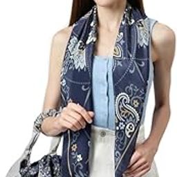 Women's Silk Square Scarf 90x90 cm | Printed Crepe Hijab, Head Wrap, Neck Shawl, Hair Accessory & Bandana-15