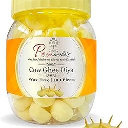 Puzawala's Pure Cow Ghee Diya Wax Free 100 Pcs Burning Time 30 Min | for | Home Mandir Pooja Aarti | ghee batti for puja | Phool batti | ghee Diya batti for puja-image-70