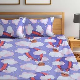 COZY CUDDLES Glace Cotton Wrinkle Free Soft Hypoallergenic Kids Bed Sheet | Cartoon Printed Double Bedsheets for Kids with 2 Pillow Cover (90x95 Inches) (Purple)-image-8