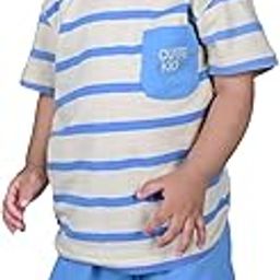 Typographic Printed Solid T-Shirt and Short Set for Baby Girls | Grey/Blue | 18-24 Months | KIDS13639-image-75