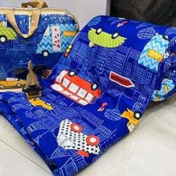 AMAZING HOME DECORATE Super Soft Single Bed Cartoon Printed Microfiber Children Baby Kids' Glace Cotton Comforter (Size - 60" X 90" Inches) / Kids' Quilt/Blanket/Duvet, (Blue CAR)-image-93