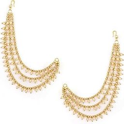 Latest Stylish Fancy Bahubali Pearl Ear Chain Traditional Earrings For Women & Girls (16083er)-image-49