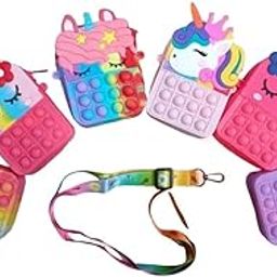 Pack of 10 Popit Sling Bag I Birthday Return Gift for Girls | Small Size Gifts for Kanya and kanjak pujan on Navratri for 3-5,6 to 8 Years Old| Random Design+--10