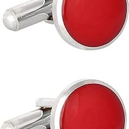 Premium Stainless Steel Red Cufflinks for Men with Velvet Pouch | Formal Accessories | Gift for Weddings & Business-image-86