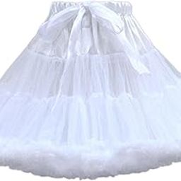 Women's Layered Tulle Petticoat Chiffon Crinoline for Gown Cosplay Costume White-image-16