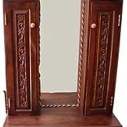 MUSKAN ARTS Solid Wooden Taj Carving Dressing Table with 3 Drawers | Wooden Dressing Table | Bedroom, Home & Hotel Brown Finish-picture-26