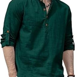 Men's Solid Cotton Blend Straight Kurta Shirt, Regular Fit Full Sleeve Short Kurta Shirt-image-20