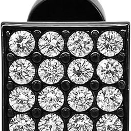Black Square Stone Studded Earrings for Men-image-6