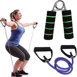 Hand Gripper & Resistance Tube for Workout Exercise Band Tube with Handle for Home Gym Use for Stretching Resistance Band Toning Tube-image-23