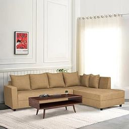 FURNY- Lavinoy 6 Seater Fabric Sectional RHS L Shape Sofa Set (Camel)-image-45
