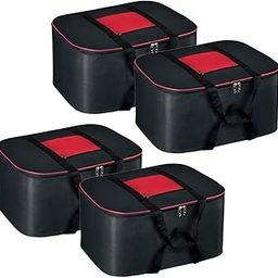 AARON INC 4-Pack Nylon Storage Bag Moisture Proof Clothes Organizer with Zipper Closure and Handle Large Size Underbed Storage Bags Space Saver Wardrobe Organiser set (54x46x28 cm, Black)-image-52