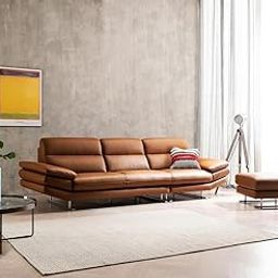 Fabrique Impact 5 Seater with Puffy Sturdy Look Brown | Stylish Home Office and Living Room Furniture | Lightweight Design with Durable Stainless Steel Legs-image-28
