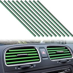 FALONG Car Air Conditioner Vent Outlet Trim Strip Car A/C Vent Outlet Trim Chrome PVC Car Interior Trim Strip Line Universal Vehicle Interior Accessories Suitable for Most Air Vent (10 Pcs) (Green)-image-17