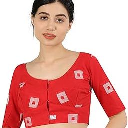 Women's Cotton Square Dobby Saree Blouse-image-8