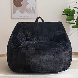 HIGOGOGO Bean Bag Chair with Filler - Fluffy Lazy Sofa with Handle Soft Stuffed Filling - Comfy Cozy Accent Sofa with Pocket for Dorm, Apartment, Living Room (Black)-image-53