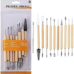ARTISTERY 11 Pcs Ceramic Wooden Handle Professional Tools Kit for Clay Pottery, Sculpting, Scraping, Cutting, Fine Detailing, Smoothening, Shaping and Trimming-image-56
