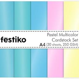 Festiko® 30-Pack Glossy Pastel Multicolor Cardstock Sheets – A4 Size, 250 GSM Paper for Art & Craft, DIY Projects, Card Making, Scrapbooking & School Use-picture-24