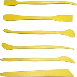 Pack of 6 Distinct Double-Headed Plastic Pottery Tools for Kids & Artists – Perfect for Clay Modeling, Sculpting and Shaping (Bright Yellow)-image-3