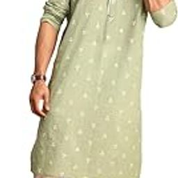 Men's Green And White Cotton Kurta Pyjama Set-AA346-image-75