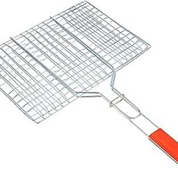 Vroxy Chromium Plated Barbecue BBQ Grill Net Basket for Fish, Vegetables, Steak, Shrimp, Chops and Other Food with Wooden Handle-image-16