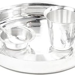 Arya Silver Plated KHUMCHA Baby Dinner Set Puja Samagri Kit for Daily Worship, Diwali, Navratri & Gifting, Decorative,Temple-image-1