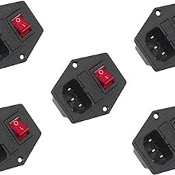 Inlet Module Plug 5A Fuse Switch Male Power Socket 10A 250V 3 Pin IEC320 C14 ( Pack of 5)-21