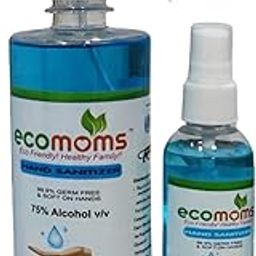 Ecomoms Hand Sanitizer 500ml+100ml 99.99% Effective Against Germs -75% Alcohol | Skin Friendly and Safe for Kids | Instant Germ-Free Protecton (500ml+100ml)-picture-20