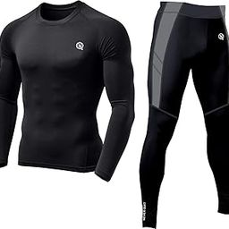 Men's Sports Running Set Compression Shirt + Pants Skin-Tight Long Sleeves Quick Dry Fitness Tracksuit Gym Suits (Set of 2)-picture-29