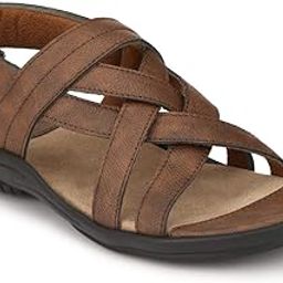 Men's Cheeku Brown Synthetic Leather Hook Loop Sandal (12 UK)-image-2