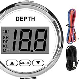 Depth Sounder Kit, DC 12V IP67 Waterproof Dash Depth Finder Transducer with White Backlight Marine Instruments for Yachts Fishing Boats Marine Transportation-66