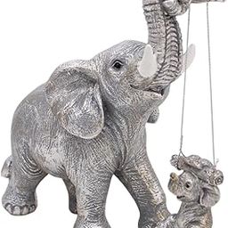 MERISHOPP Mother and Child Elephants Statue Artwork for Living Room Apartment Farmhouse Silver|Home & Garden|Home D?©cor|Figurines-image-13