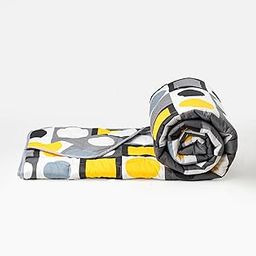 LORETO - A QUALITY LINEN BRAND 150 GSM Comforter Single Bed for Winter Lightweight 100% Cotton Comforter, Reversible Single Bed AC Blanket/Duvet, Soft Quilt (54" X 84"), Forged Grey & Zest Yellow-image-2